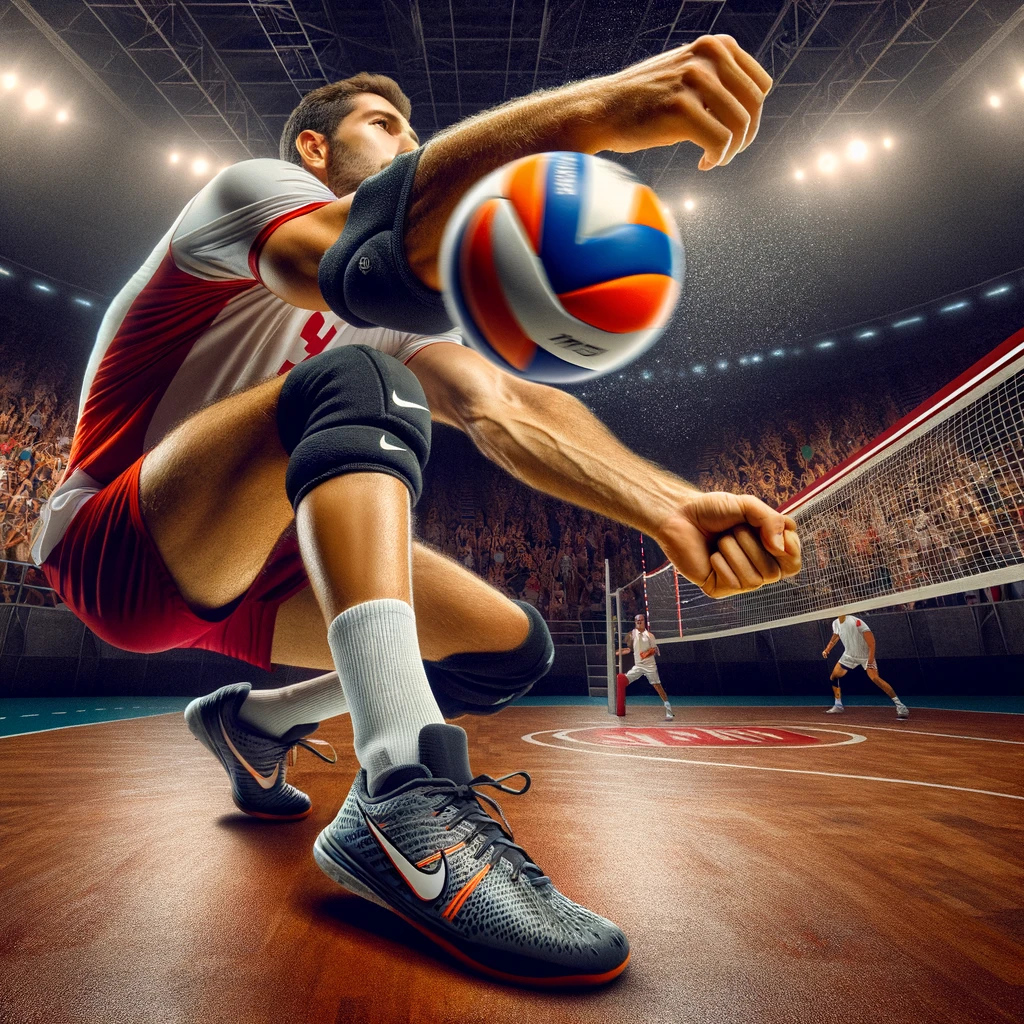 jugando al voleibol con accesorios baratos