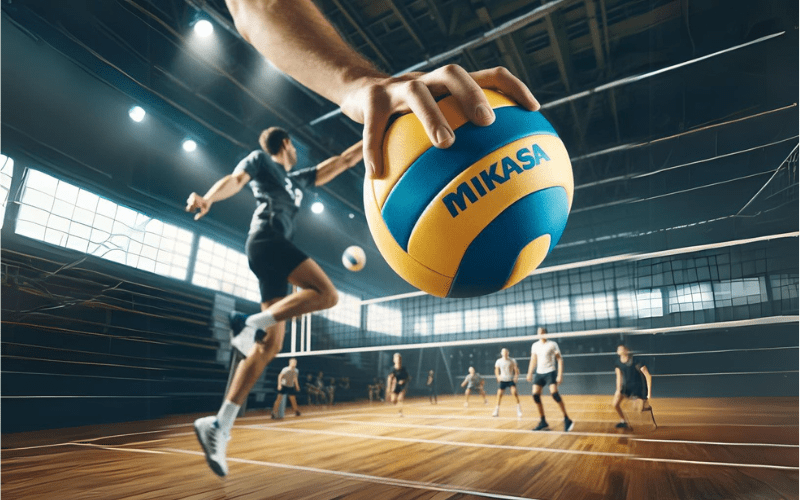 Jugando al voleibol indoor con un balón mikasa