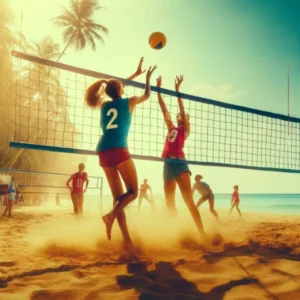 Dibujo de chicas jugando al voley playa