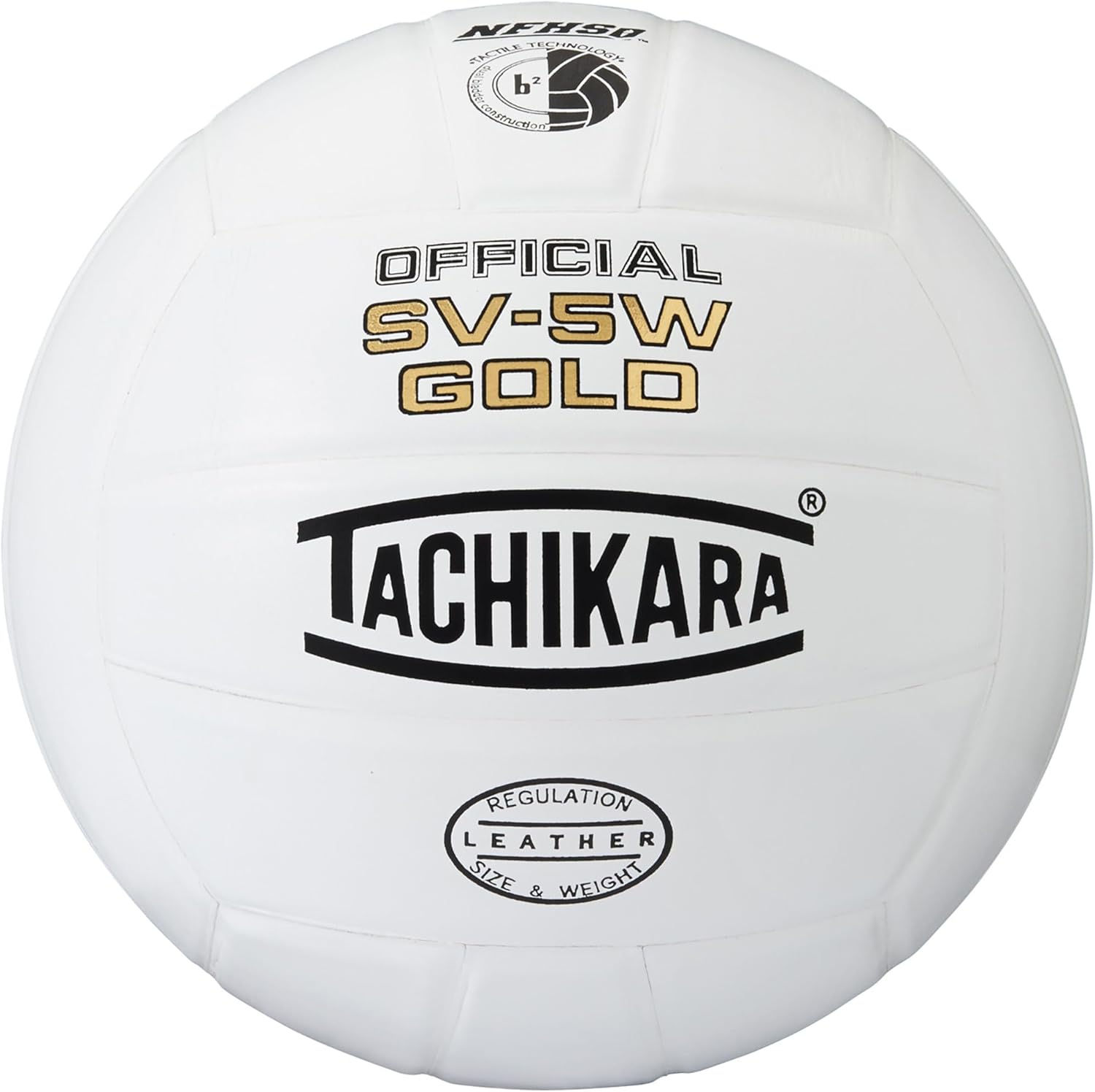 Balón de voleibol Tachikara SV-5W Gold de cuero, color blanco